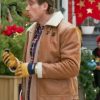 John Reardon Believe In Christmas 2024 Ethan Crane Brown Leather Shearing Jacket