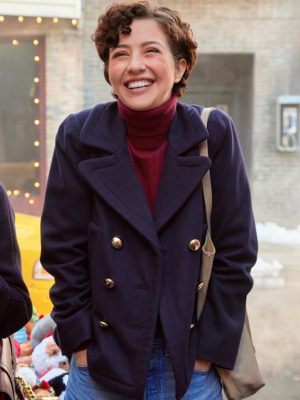 Katie Findlay Sealed With A List 2024 Carley Blue Wool Coat
