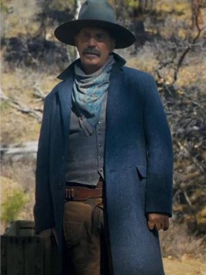 Kevin Costner Horizon An American Saga Blue Wool Coat