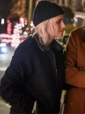 Kristen Stewart Happiest Season Abby Black Wool Bomber Jacket