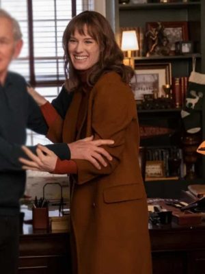 Mackenzie Davis Happiest Season Harper Brown Wool Trench Coat