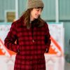Mackenzie Davis Happiest Season Harper Red Plaid Coat