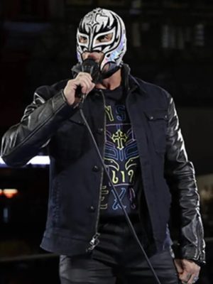Rey Mysterio WWE Wrestler Black Denim Jacket With Leather Sleeves