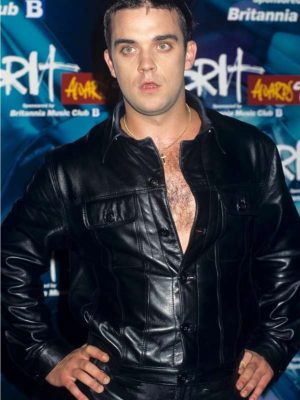Robbie Williams BRIT Awards Black Leather Jacket
