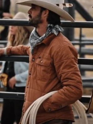 Ryan Bingham Yellowstone Walker Brown Cotton Puffer Jacket