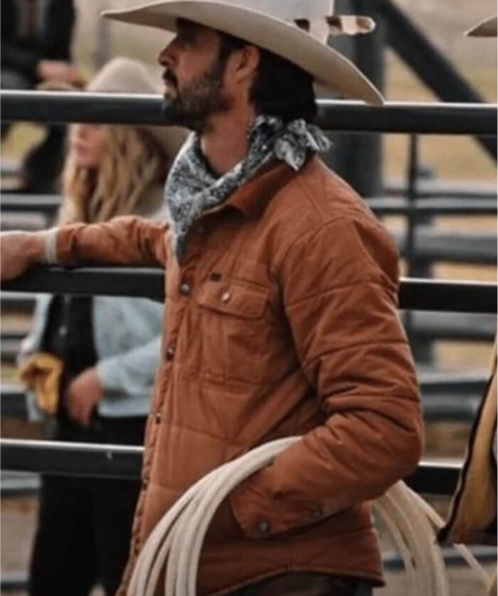 Ryan Bingham Yellowstone Walker Brown Cotton Puffer Jacket