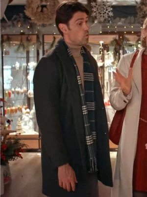 Corey Sevier The Christmas Charade 2024 Movie Josh Black Wool Coat