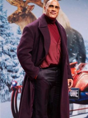 Dwayne Johnson Red One 2024 Movie Premiere Burgundy Wool Coat