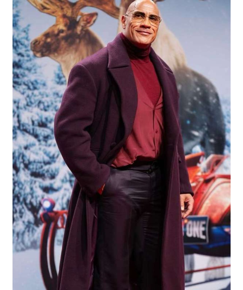 Dwayne Johnson Red One 2024 Movie Premiere Burgundy Wool Coat