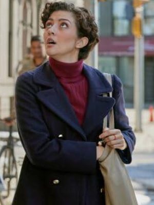 Katie Findlay Sealed With A List 2024 Carley Blue Wool Coat