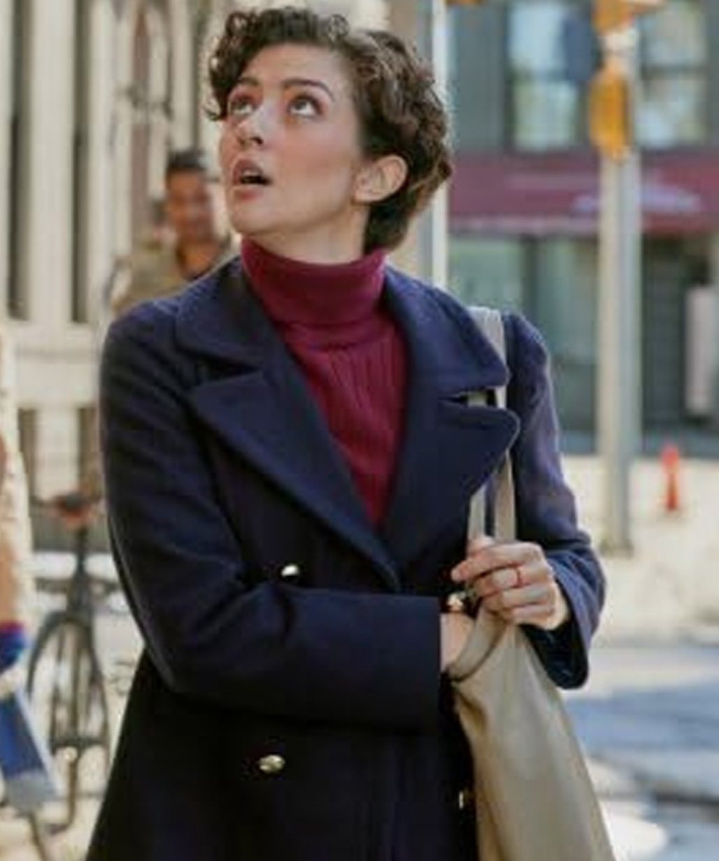 Katie Findlay Sealed With A List 2024 Carley Blue Wool Coat