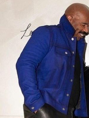 Steve Harvey Blue Suede Leather Jacket