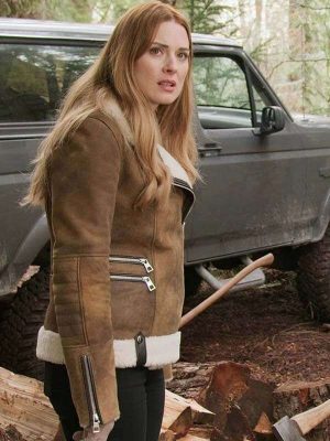 Alexandra Breckenridge Virgin River Melinda Monroe Brown Suede Leather Jacket