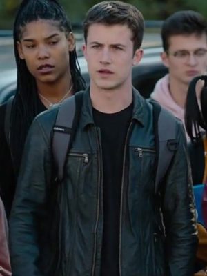 Dylan Minnette 13 Reasons Why Clay Jenson Black Leather Jacket