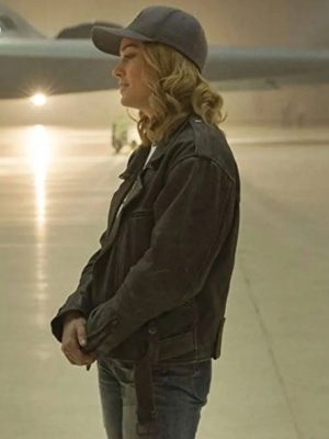 Carol Danvers Captain Marvel Brie Larson Black Leather Jacket