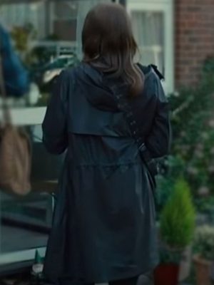 Ella Purnell Sweetpea 2024 Rhiannon Black Leather Hooded Coat