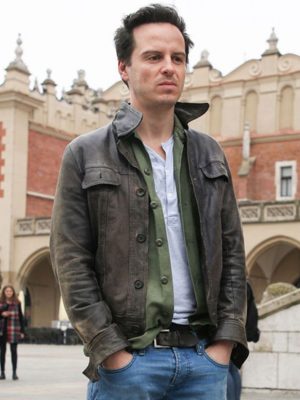 Andrew Scott His Dark Materials 2 John Parry Brown Leather Jacket