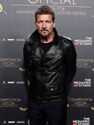Antonio Banderas Black Leather Motorcycle Jacket