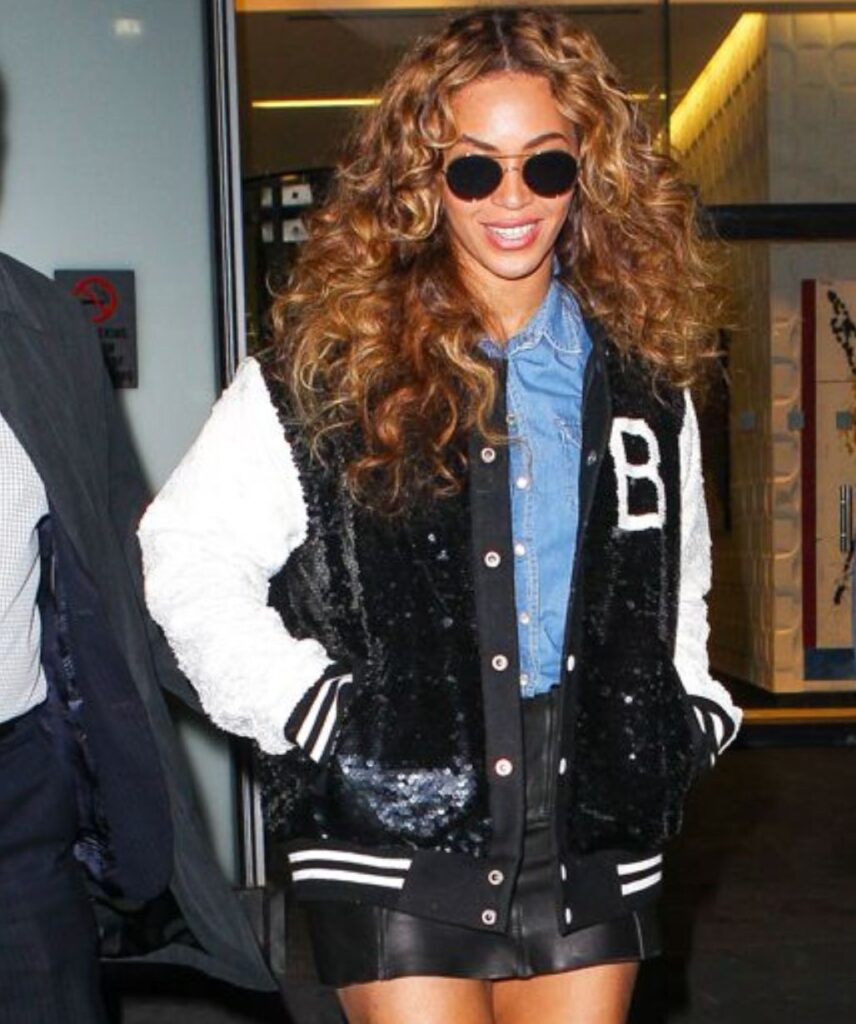 Beyonce Black Sequined Varsity Jacket - Jacketmadness