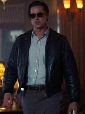 Brad Pitt Babylon 2022 Jack Conrad Black Leather Jacket