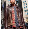 Bruce Willis Surrogates Brown Distressed Leather Jacket