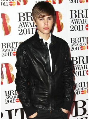 Justin Bieber Brit Awards Black Leather Jacket