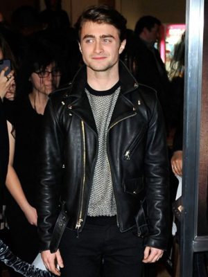 Daniel Radcliffe Black Leather Motorcycle Jacket