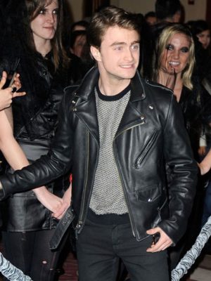 Daniel Radcliffe Black Leather Motorcycle Jacket