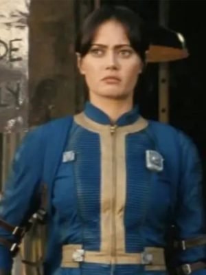 Ella Purnell Fallout 2024 Lucy Blue Leather Jacket