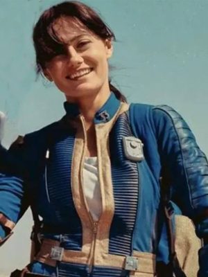 Ella Purnell Fallout 2024 Lucy Blue Leather Jacket