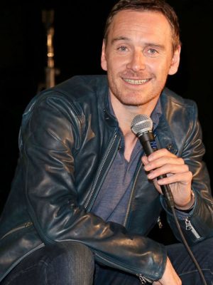 Michael Fassbender O2's Cineworld Black Leather Jacket