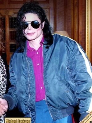 Michael Jackson Blue Bomber Satin Jacket