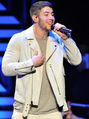Nick Jonas White Leather Jacket
