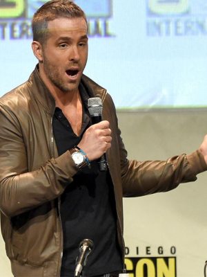 Ryan Reynolds Comic-Con Brown Leather Bomber Jacket