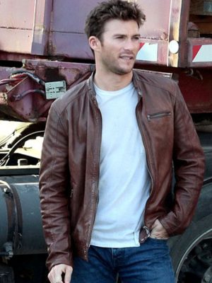 Scott Eastwood Overdrive Brown Leather Jacket