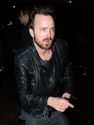 Aaron Paul Arcade Fire Concert Black Leather Jacket