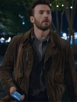 Chris Evans Ghosted Brown Suede Jacket