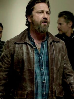 Gerard Butler Den Of Thieves Brown Distressed Leather Jacket