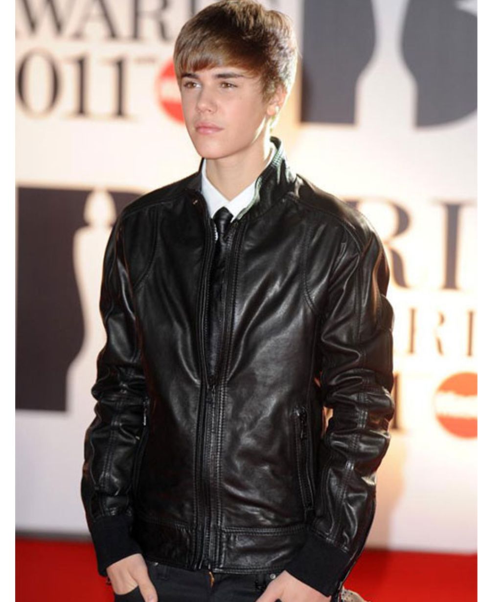 Justin Bieber Brit Awards Black Leather Jacket