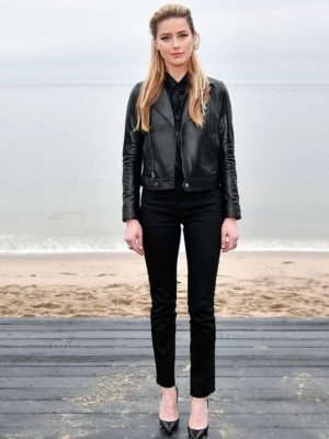 Amber Heard Black Leather Jacket