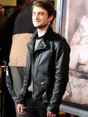 Daniel Radcliffe Black Leather Motorcycle Jacket