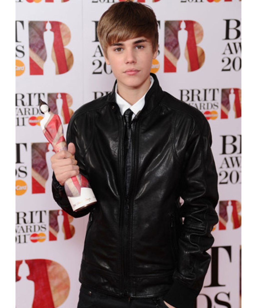 Justin Bieber Brit Awards Black Leather Jacket