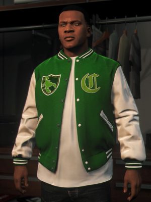 GTA 5 Franklin Adamim Green Varsity Letterman Jacket