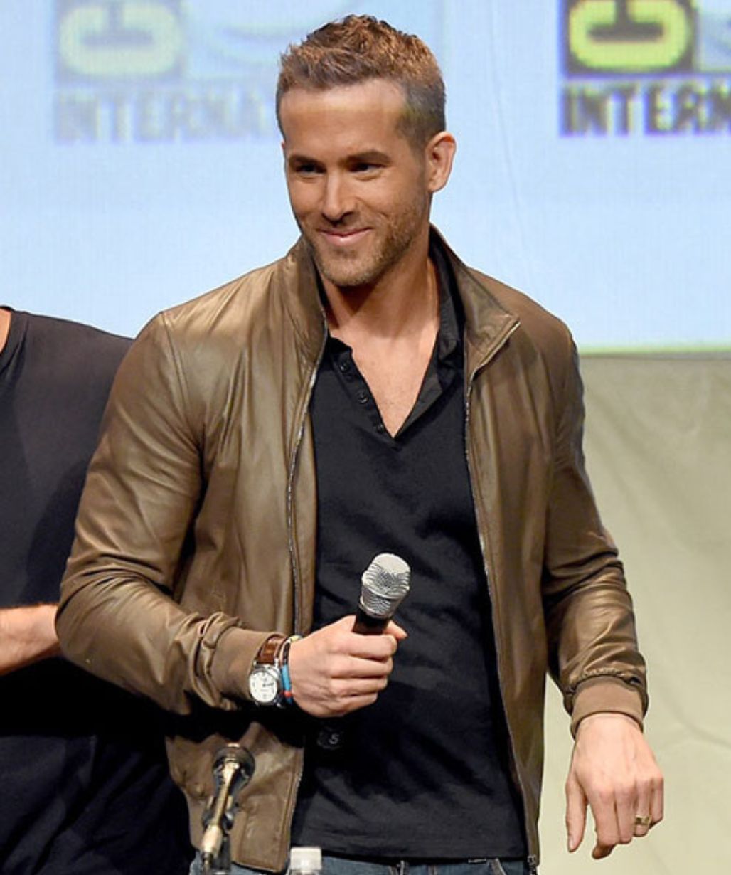Ryan Reynolds Comic-Con Brown Leather Bomber Jacket