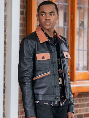 Michael Rainey Jr. Power Bok II : Ghost Black Leather Jacket