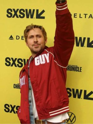 Ryan Gosling The Fall Guy SXSW Red Bomber Jacket