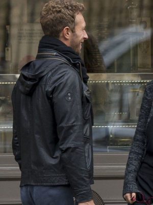 Chris Martin Street Style Black Leather Jacket