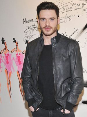 Richard Madden Black Leather Bomber Jacket