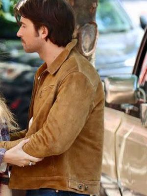 Brandon Sklenar It Ends With Us 2024 Atlas Corrigan Brown Suede Leather Jacket