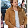 Brandon Sklenar It Ends With Us 2024 Atlas Corrigan Brown Suede Leather Jacket